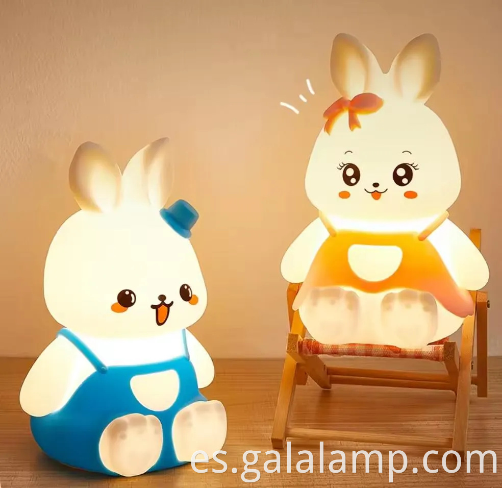 Linda luz nocturna de animales: diseño de conejo para la decoración de la guardería silicona luz suave